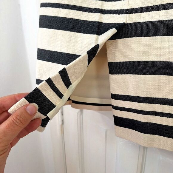 J. Crew Black & Cream Striped Pencil Skirt Sz 2 - Picture 6 of 14